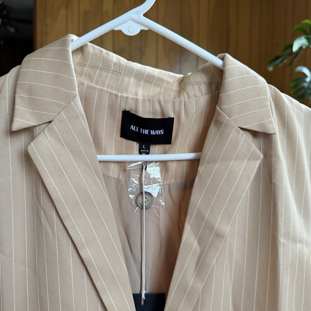 NWT Revolve ALL THE WAYS pinstripe blazer 2 Piece Set With Mini Skirt Sz Large - Picture 15 of 15
